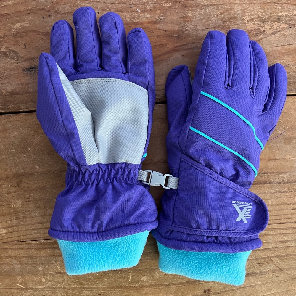 ZeroXposur Purple and Blue kids Winter Gloves Small/Med w adjustable wrist